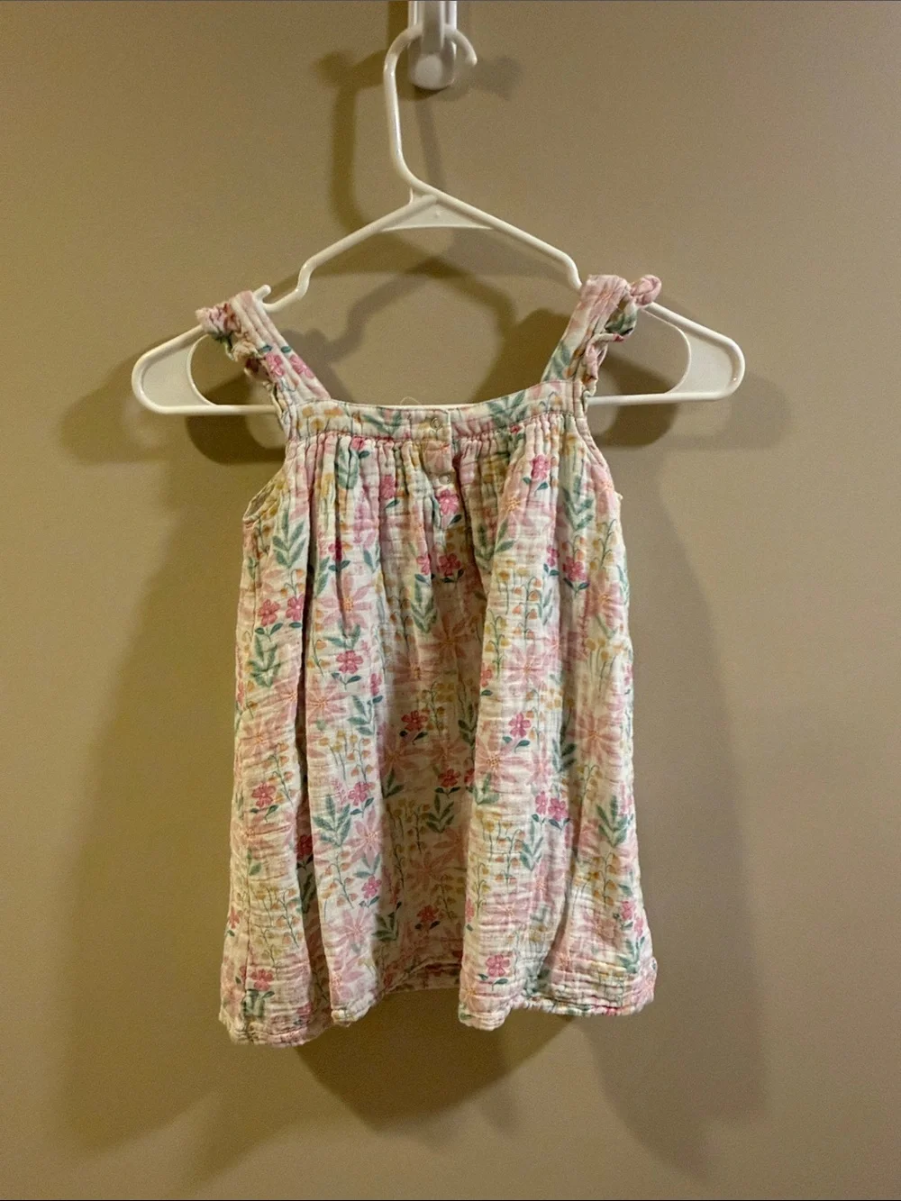 Angel Dear Floral Cotton Tank Top - Pink, Yellow & Green